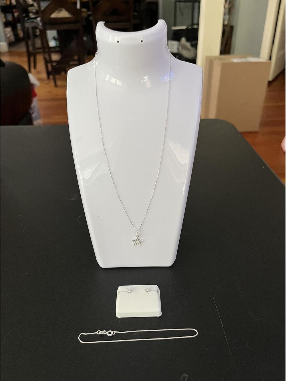 Moissanite, Pure 925 sterling silver jewelry set